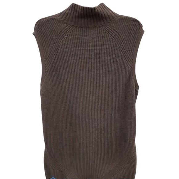 Womens Pendleton Cotton Cashmere Sleeveless Zip Vest Sweater Brown - Picture 3 of 3